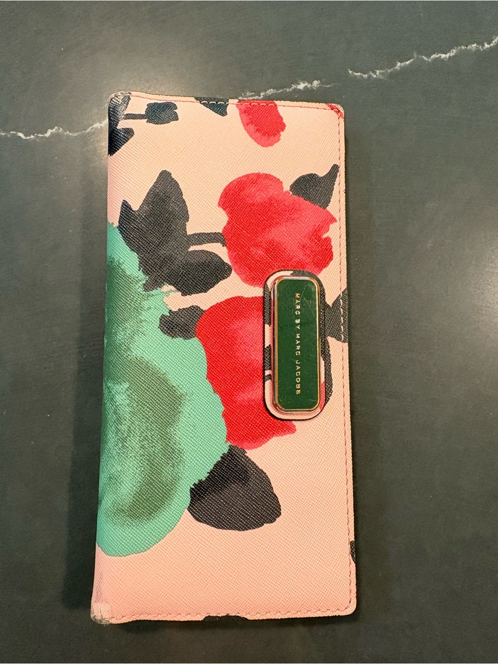 Marc by Marc Jacobs Pink Floral Wallet with Red & Green Accents